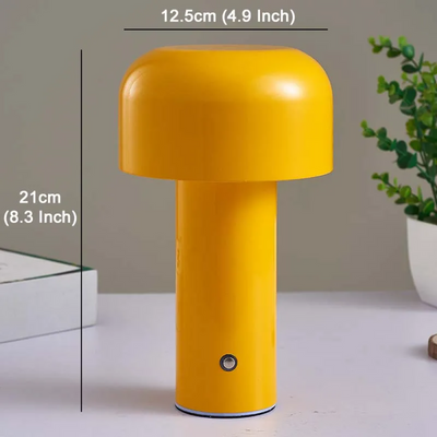 LumaNook Cordless Mushroom Nightstand Lamp In Iron And Clear Acrylic - OpalDwell