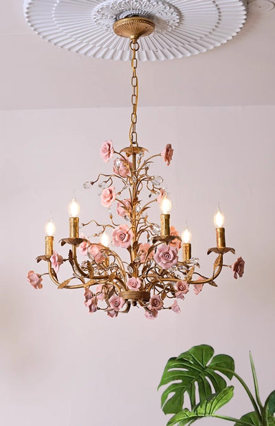 Rose Chandelier In French Country Style Vintage Ceiling Light OpalDwell