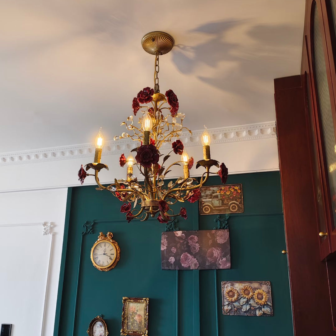 Rose Chandelier In French Country Style Vintage Ceiling Light OpalDwell