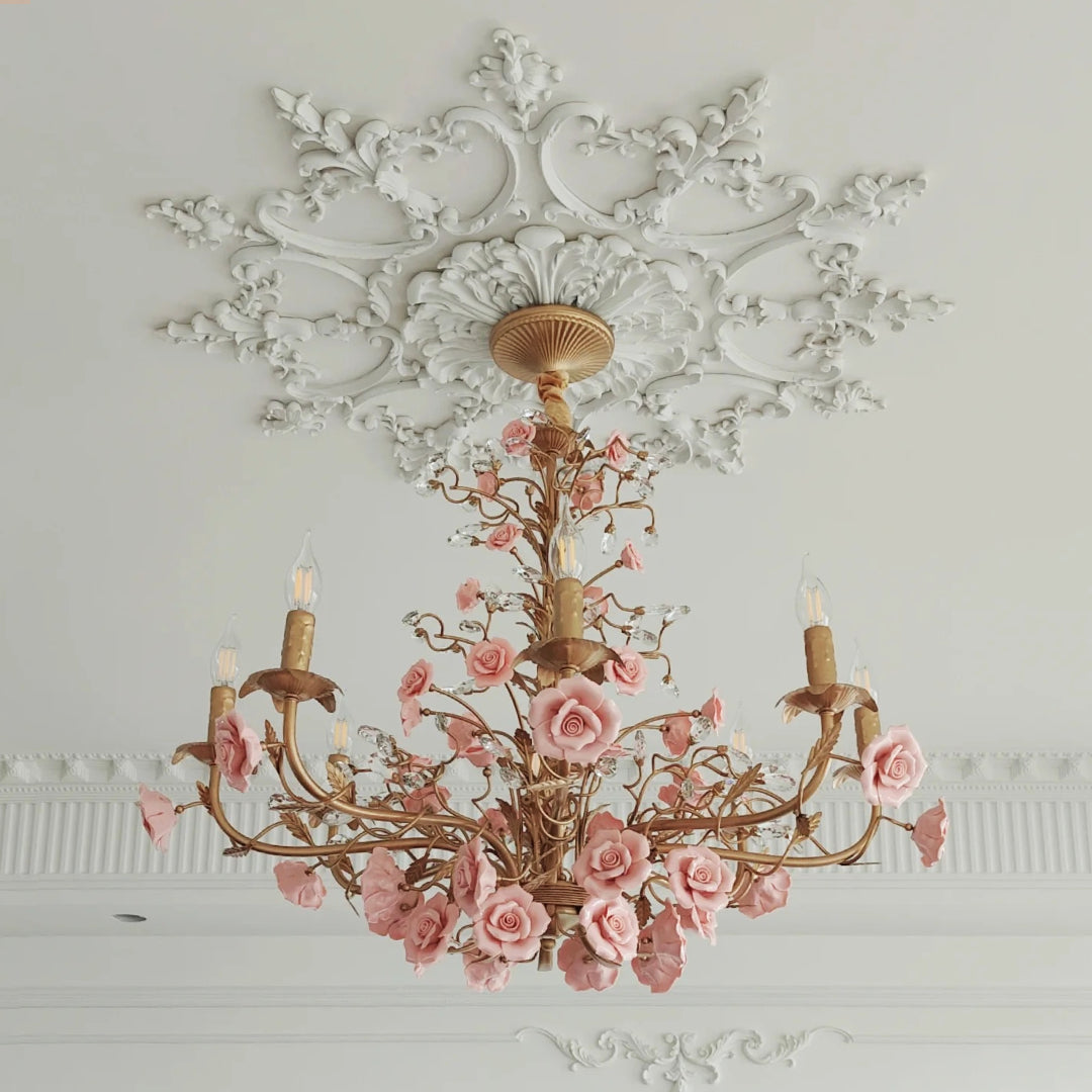 Rose Chandelier In French Country Style Vintage Ceiling Light OpalDwell