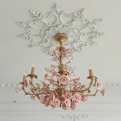 Rose Chandelier In French Country Style Vintage Ceiling Light OpalDwell