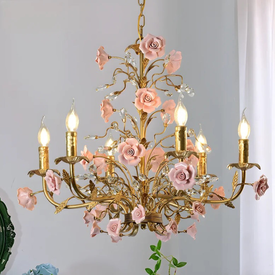 Rose Chandelier In French Country Style Vintage Ceiling Light OpalDwell