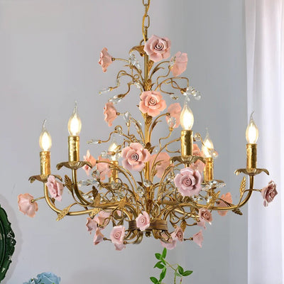 Rose Chandelier In French Country Style Vintage Ceiling Light OpalDwell