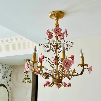 Rose Chandelier In French Country Style Vintage Ceiling Light OpalDwell