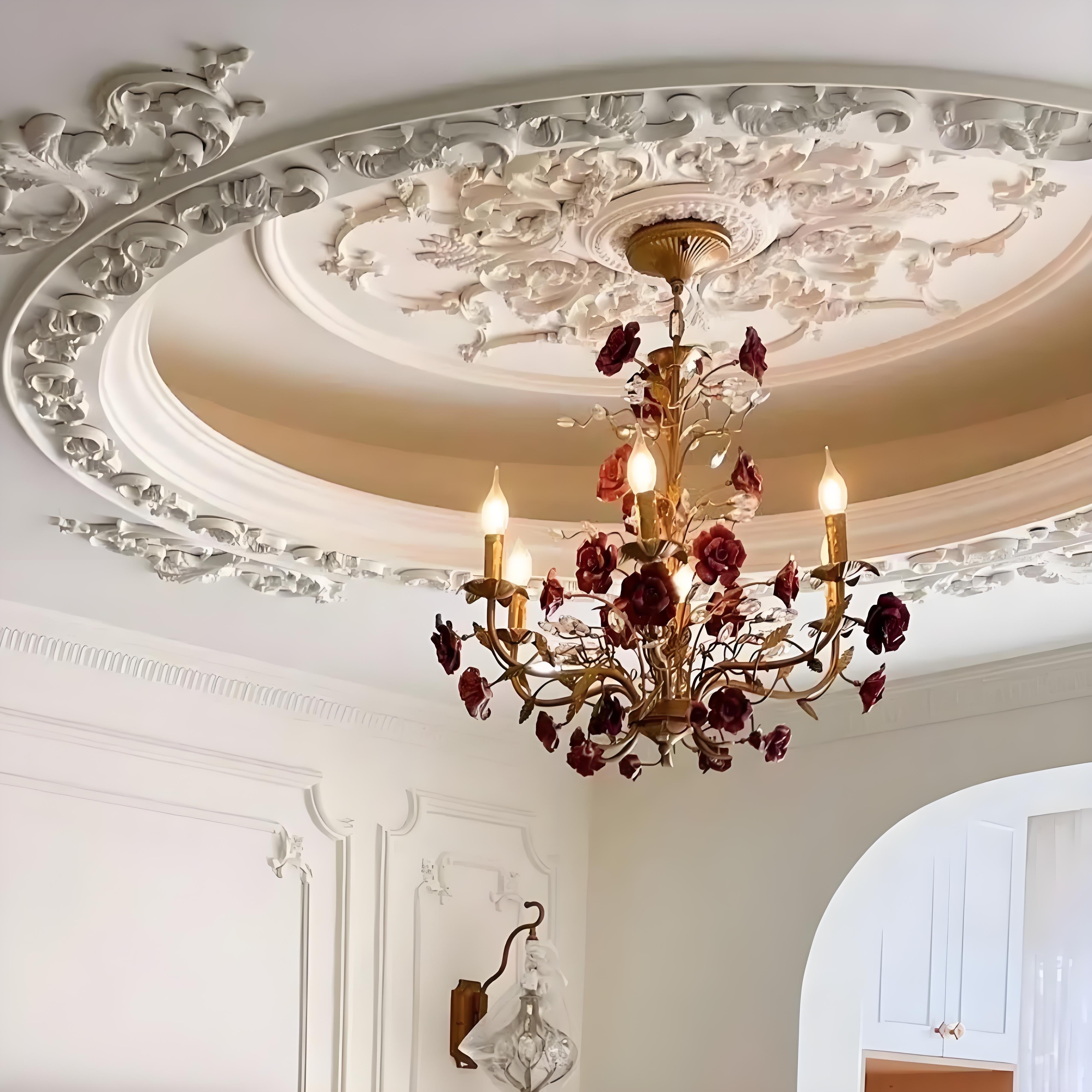 Rose Chandelier In French Country Style Vintage Ceiling Light OpalDwell