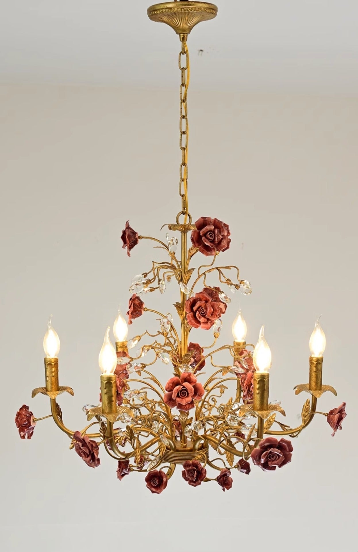 Rose Chandelier In French Country Style Vintage Ceiling Light OpalDwell