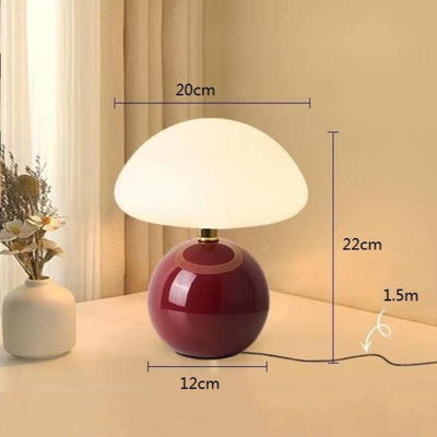 Lyvara Cream Mushroom Table Lamp in Ceramic and PVC Bauhaus Style - OpalDwell