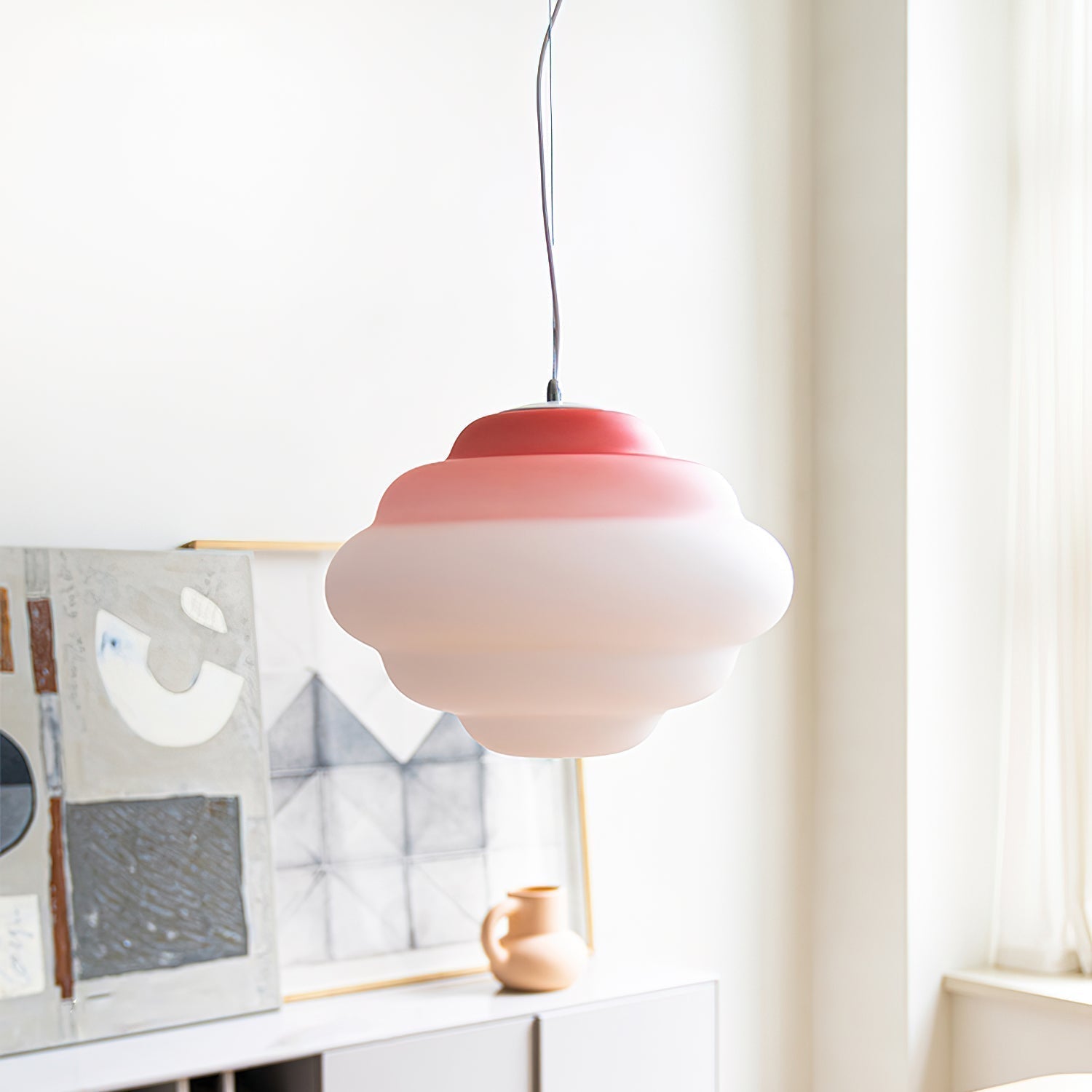 AuroraHue Gradient Frosted Glass Pendant Lamp For Ambience - OpalDwell