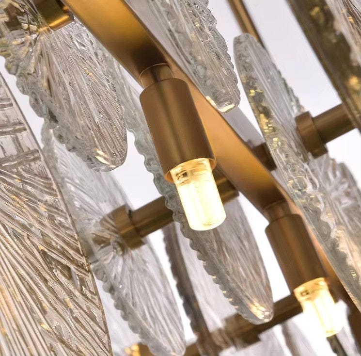 Bellara Circular Glass Chandelier In Gold | OpalDwell - OpalDwell