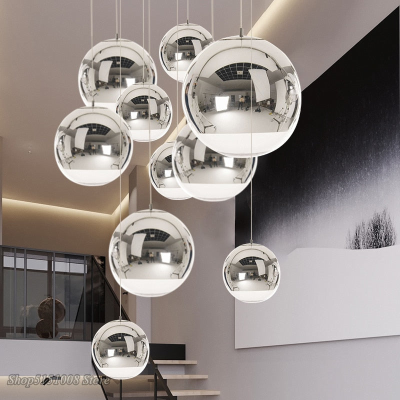 LumaOrb Glass Pendant Light Silver and Clear Spheres OpalDwell