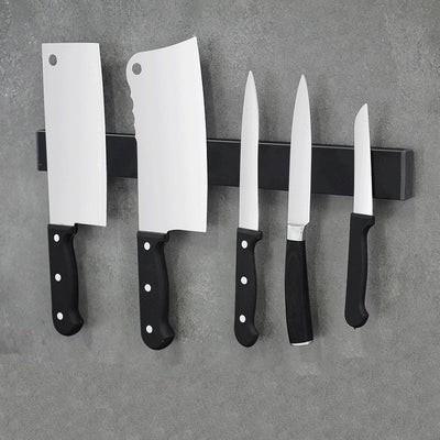 NoirGrip Wall-Mount Magnetic Knife Rack Stainless Steel - OpalDwell