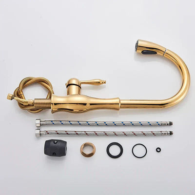 LumaGleam Gold Kitchen Faucet With Pull Out Sprayer OpalDwell