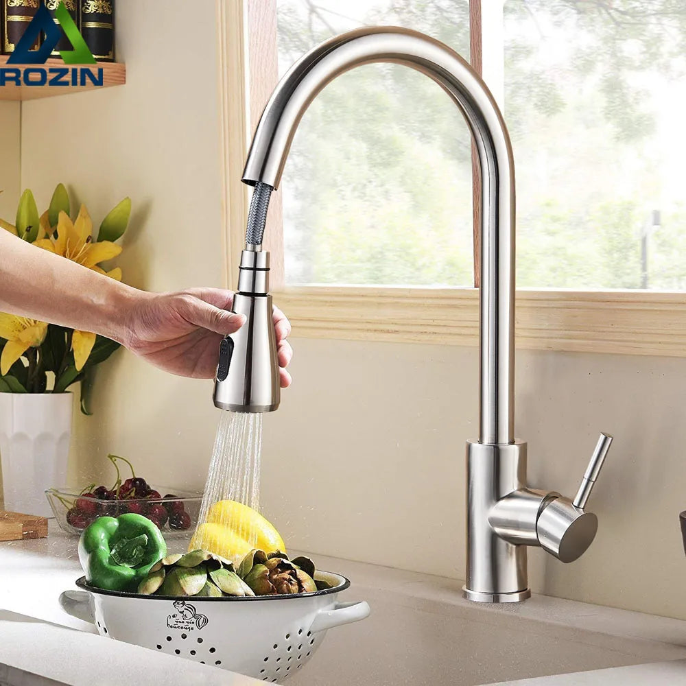 AeroFlex Kitchen Faucet with Flexible Spout Brushed Nickel OpalDwell