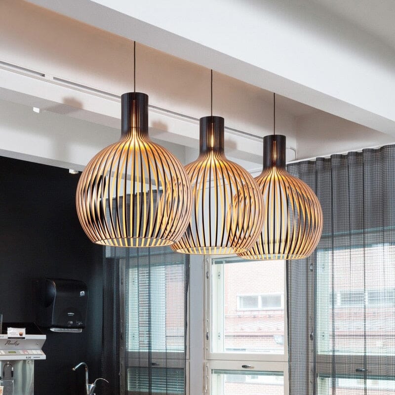 FjordLoom Wood Cage Pendant Light With Adjustable Cord | Birdcage Chandelier OpalDwell