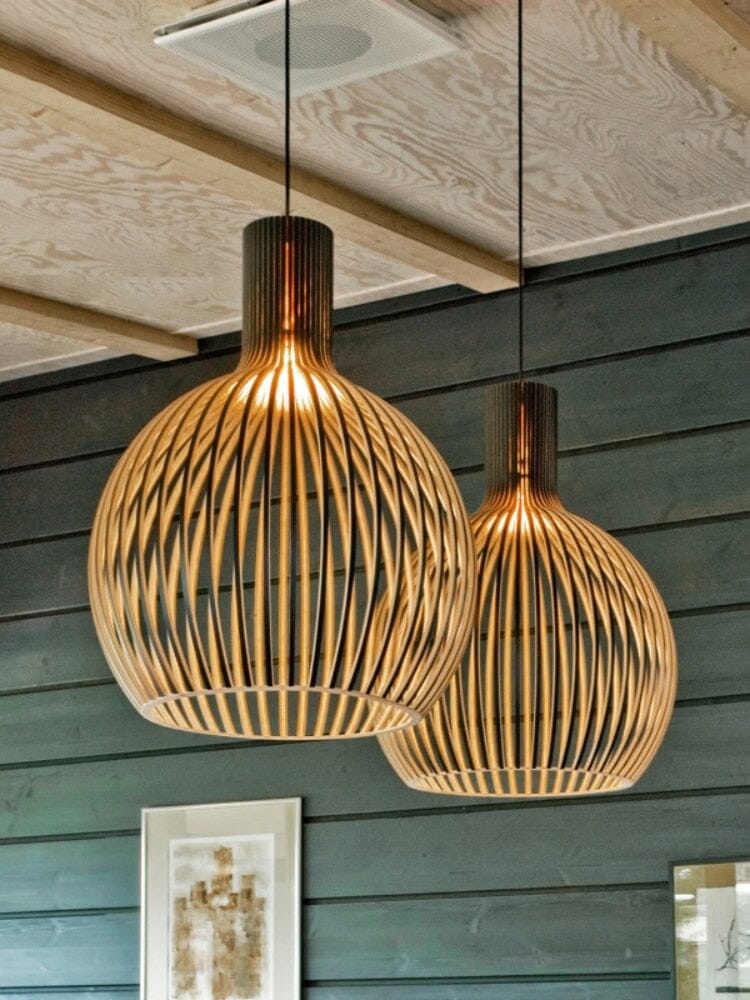 Nordhaven Wood Cage Pendant Light With Adjustable Cord - OpalDwell