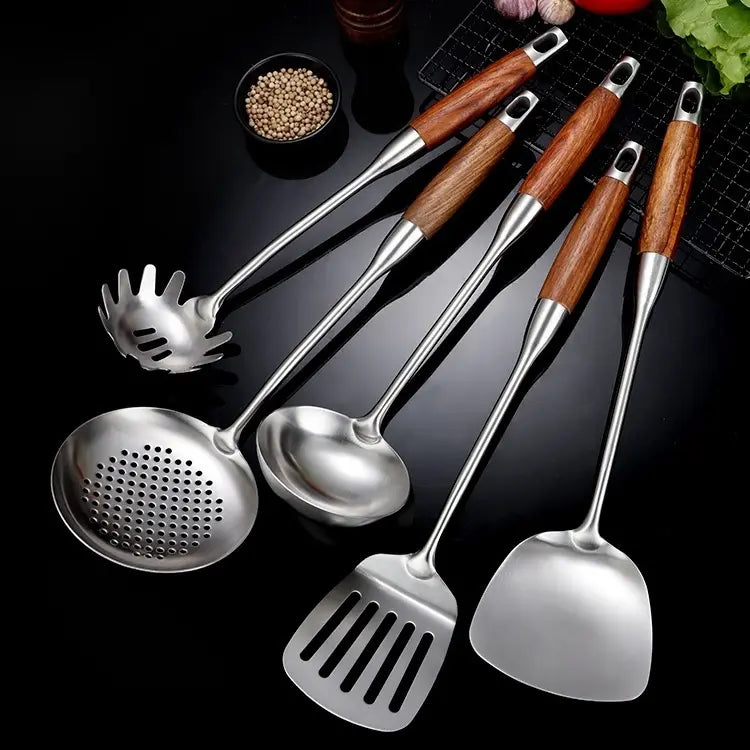 Aurora Gold and Silver Stainless Steel Kitchen Utensils - OpalDwell