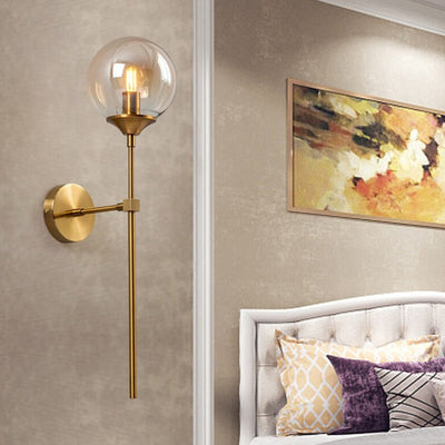 Glass Torch Wall Light in Brass | OpalDwell - OpalDwell