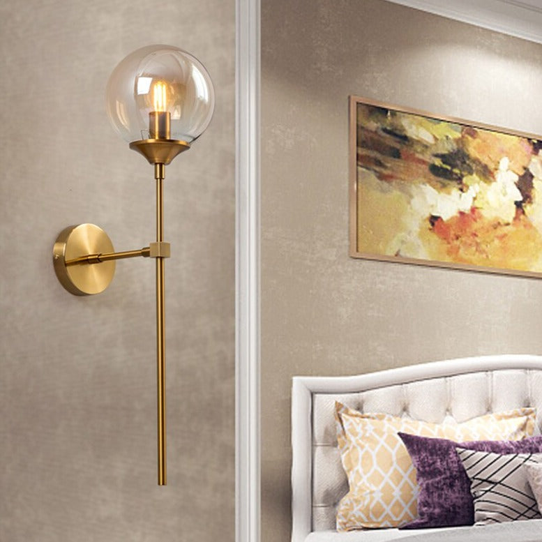 Glass Torch Wall Light in Brass | OpalDwell - OpalDwell