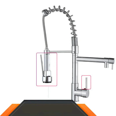 NovaFlow Dual-Spout Pull-Out Kitchen Faucet Two-Tone Finish OpalDwell