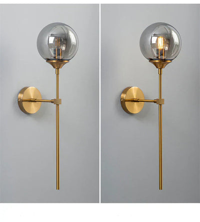 Glass Torch Wall Light in Brass | OpalDwell - OpalDwell