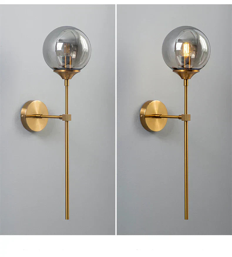 Glass Torch Wall Light in Brass | OpalDwell - OpalDwell