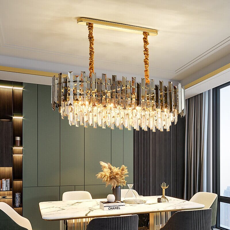 Liora Round LED Lamp With Golden Crystal - OpalDwell