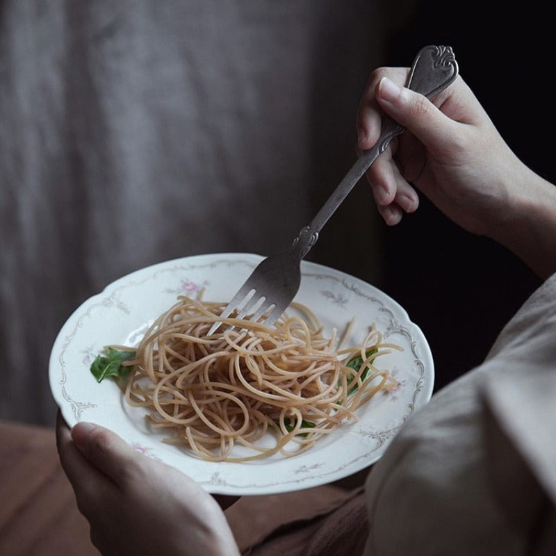 Astraea Vintage Matte 4-Piece Flatware Set for Eclectic European Dining - OpalDwell