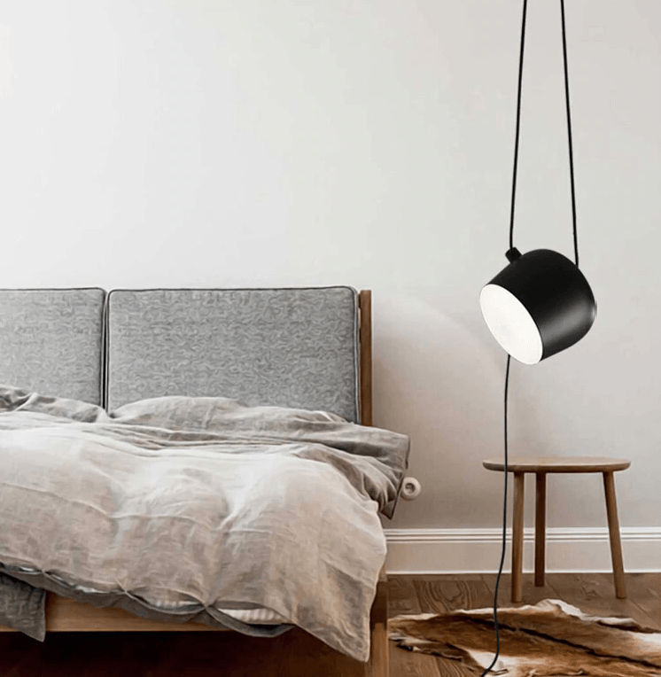 LumaDrum Pendant Light With Cable-Driven Bulb Fixture OpalDwell