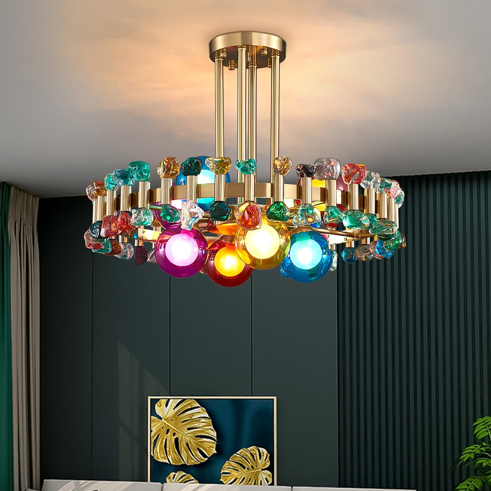 Lumira Colorful Crystal Chandelier for Living Room - OpalDwell