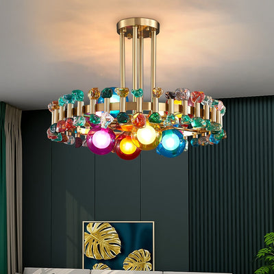 Lumira Colorful Crystal Chandelier for Living Room - OpalDwell