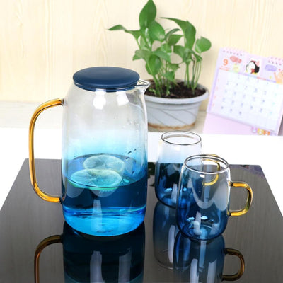 Azure Ombre Glass Pitcher Set | OpalDwell - OpalDwell