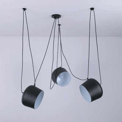 LumaDrum Pendant Light With Cable-Driven Bulb Fixture OpalDwell