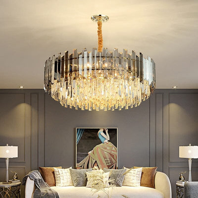 Liora Round LED Lamp With Golden Crystal - OpalDwell
