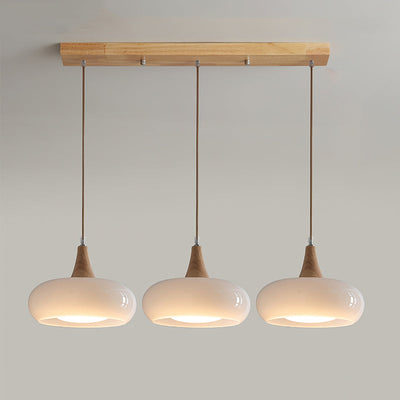 Eloria Amber Glass Wood Pendant Light For Kitchen And Dining - OpalDwell