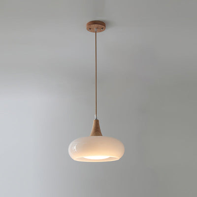 Eloria Amber Glass Wood Pendant Light For Kitchen And Dining - OpalDwell