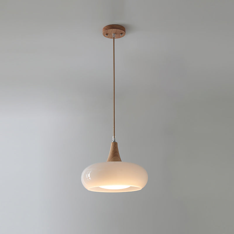 Eloria Amber Glass Wood Pendant Light For Kitchen And Dining - OpalDwell
