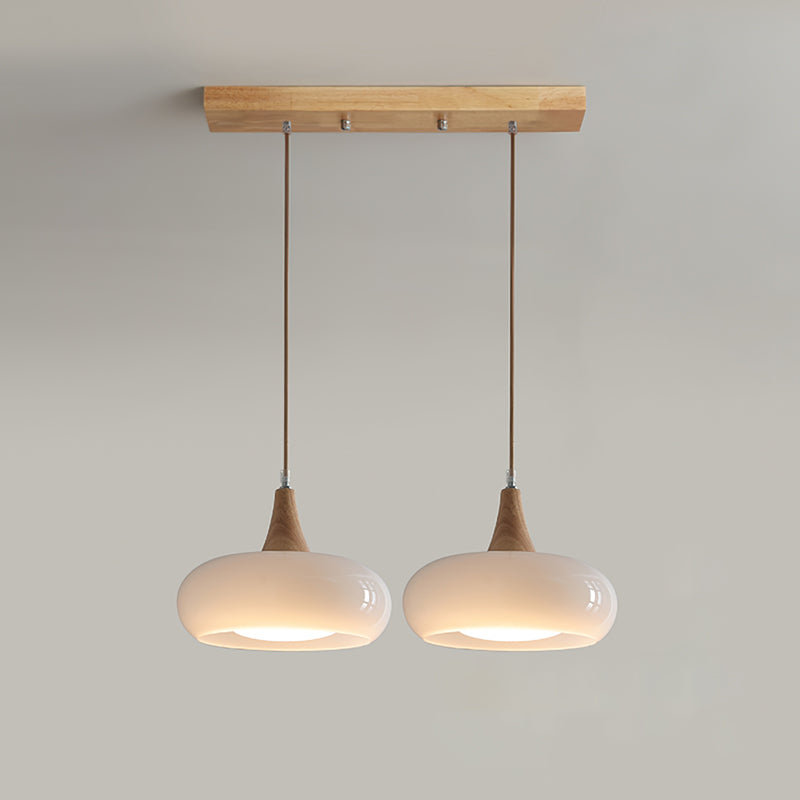 Eloria Amber Glass Wood Pendant Light For Kitchen And Dining - OpalDwell