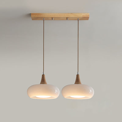 Eloria Amber Glass Wood Pendant Light For Kitchen And Dining - OpalDwell