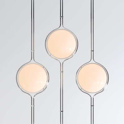 LumaCrest Floor To Ceiling Lamp With Beige Half Globes Modern Metal Frame - OpalDwell