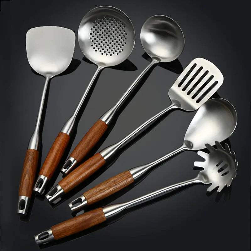 Aurora Gold and Silver Stainless Steel Kitchen Utensils - OpalDwell