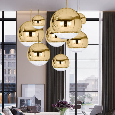 LumaOrb Glass Pendant Light Silver and Clear Spheres OpalDwell