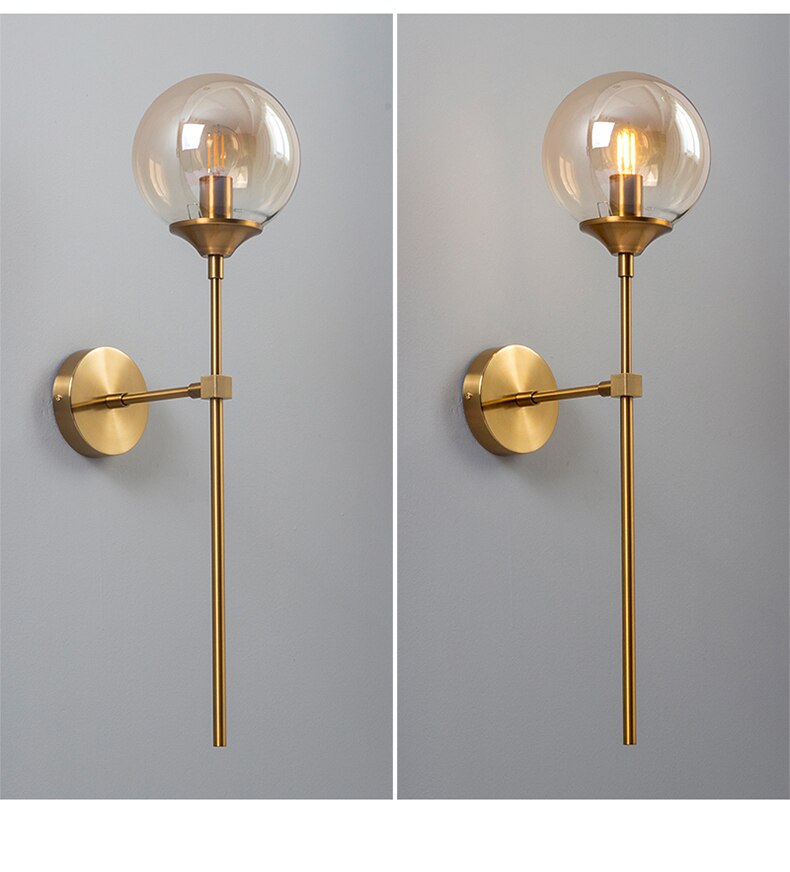 Glass Torch Wall Light in Brass | OpalDwell - OpalDwell