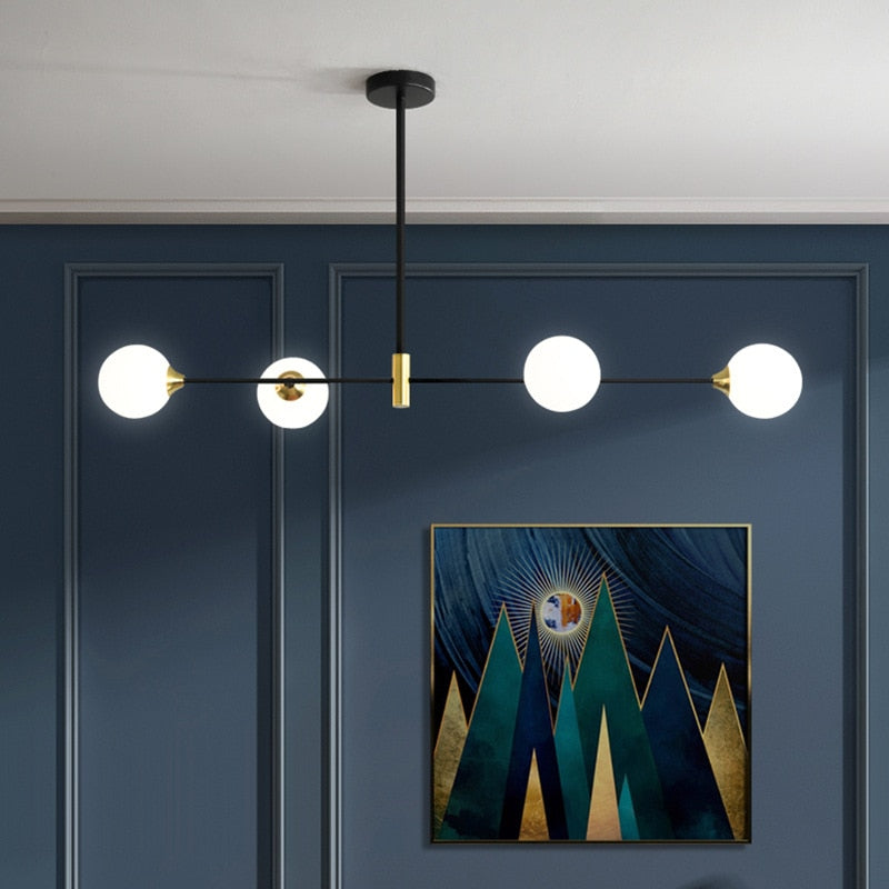 Lyra Nordic Glass Ball Ceiling Light With E27 LED Bulbs - OpalDwell