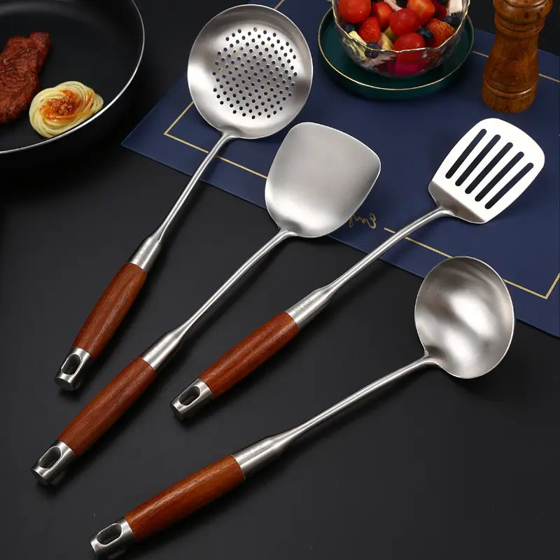 Aurora Gold and Silver Stainless Steel Kitchen Utensils - OpalDwell