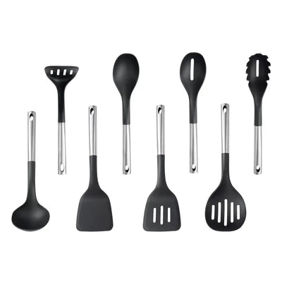 Stainless Steel Kitchen Utensil Set with Nylon Heads - OpalDwell