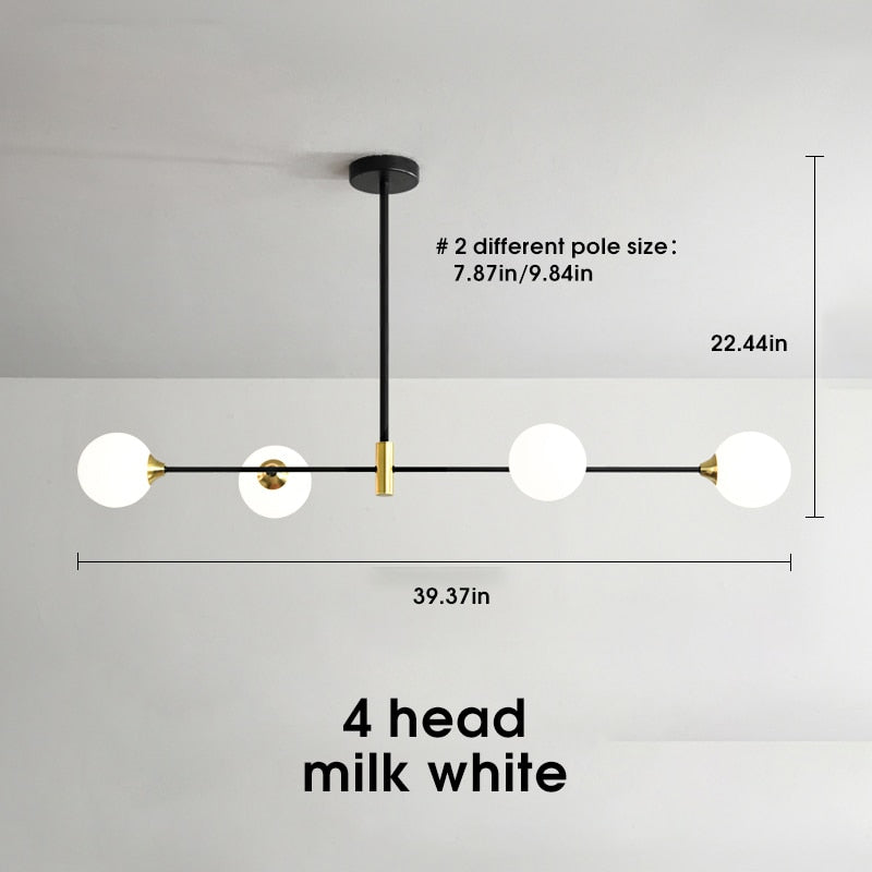 Lyra Nordic Glass Ball Ceiling Light With E27 LED Bulbs - OpalDwell