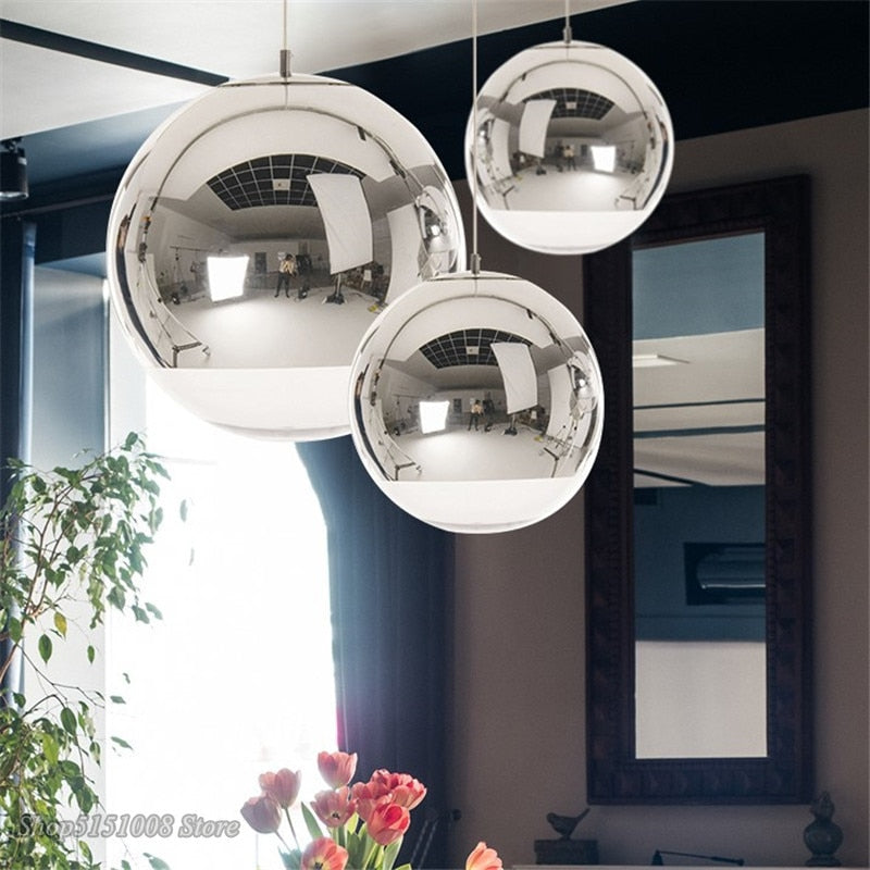 LumaOrb Glass Pendant Light Silver and Clear Spheres OpalDwell