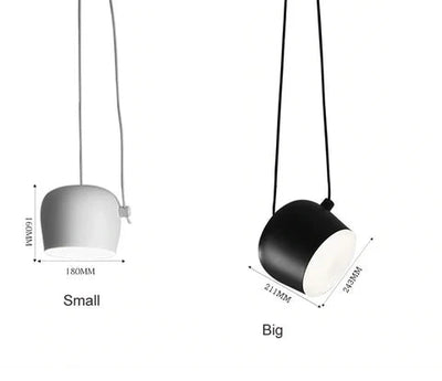 LumaDrum Pendant Light With Cable-Driven Bulb Fixture OpalDwell