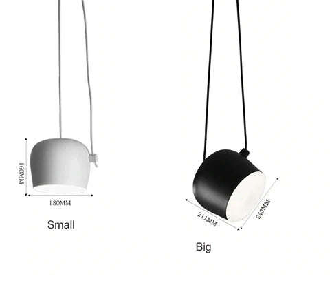 LumaDrum Pendant Light With Cable-Driven Bulb Fixture OpalDwell