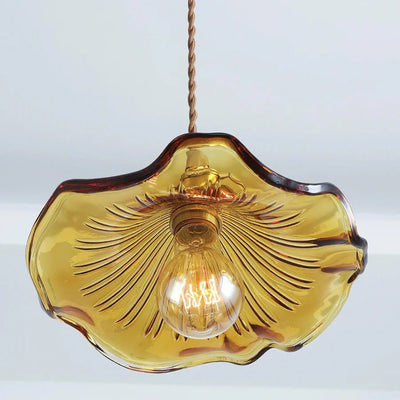 Liora Hibiscus Glass Pendant Light With Scalloped Shade OpalDwell